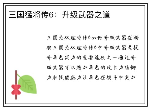 三国猛将传6：升级武器之道